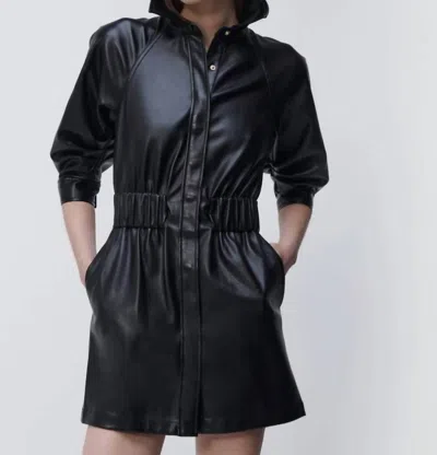 Jonathan Simkhai Ashby Vegan Leather Mini Dress In Black In Grey