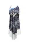 Simkhai Asymmetric Printed Dress In Blue Silk In Blue