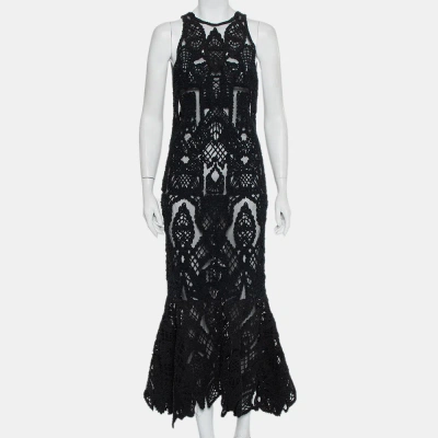 Pre-owned Jonathan Simkhai Black Lace & Tulle Mermaid Sheer Gown M