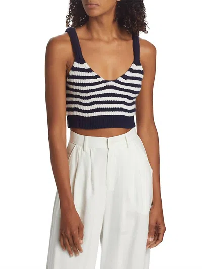 Jonathan Simkhai Braylee Wool-cashmere Striped Tank Top In Midnight Multi In Blue