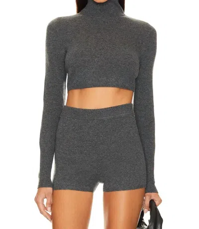 Jonathan Simkhai Brie Cropped Sweater In Charcoal Melange In Multi