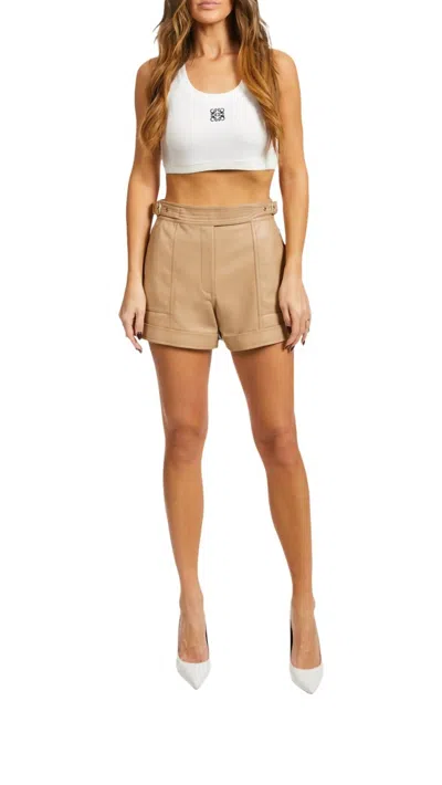 Jonathan Simkhai Chace Vegan Leather Shorts In Camel In Beige