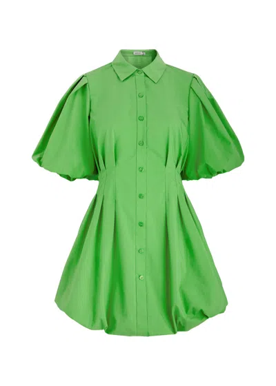 Jonathan Simkhai Cleo Cotton-blend Poplin Mini Shirt Dress In Bright Green