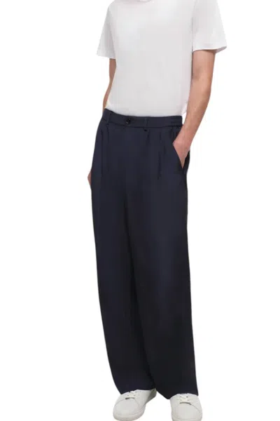 Jonathan Simkhai Clyde Cinch Waist Pleated Trouser In Midnight In Multi