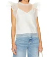 JONATHAN SIMKHAI CORINA RUFFLE SLEEVE TOP IN IVORY