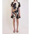 Jonathan Simkhai Covey Short Sleeve Mini Dress In Camel Ink Blot In Multi