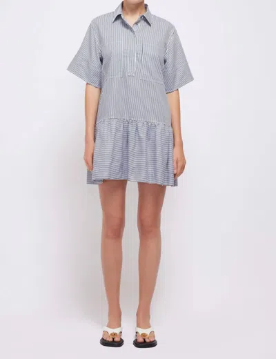 Jonathan Simkhai Cris Shirt Dress In Midnight Stripe In Multi