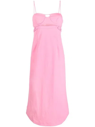 Jonathan Simkhai Cut-out Bustier Midi Dress In Pink