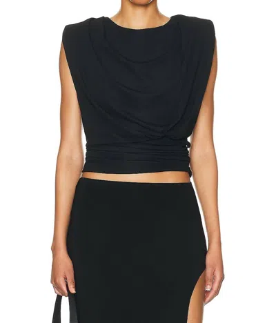 Jonathan Simkhai Daton Draped Top In Black