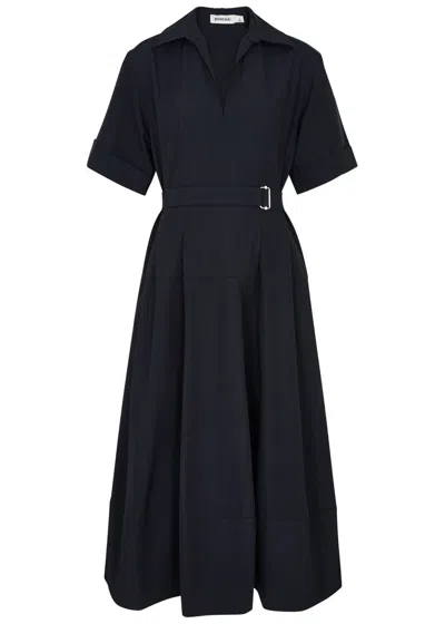 Jonathan Simkhai Deanna Cotton-blend Midi Dress In Navy