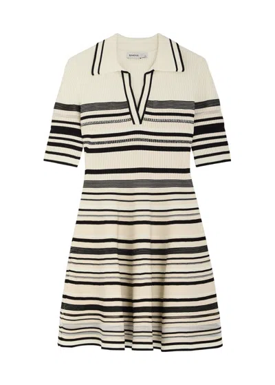 Jonathan Simkhai Dessie Striped Ribbed-knit Mini Dress In Black