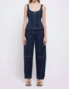 Jonathan Simkhai Kairi Curved Leg Pants In Midnight In Multi