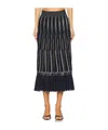 Simkhai Jonathan  Emerie Striped-intarsia Knitted Midi Skirt In Black