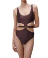 Jonathan Simkhai Emelia Coated Satin Swimwear Cut Out Swimsuit In Multi
