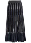 Simkhai Jonathan  Emerie Striped-intarsia Knitted Midi Skirt In Navy