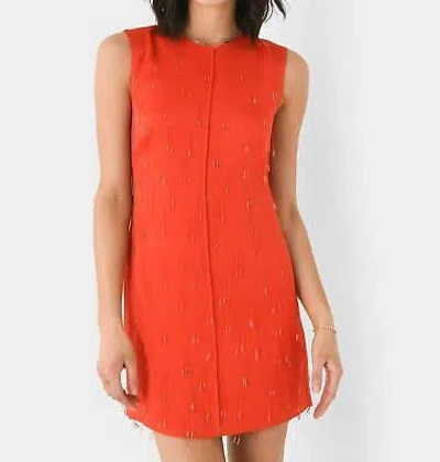 Pre-owned Jonathan Simkhai Fallon Embellished Mini Dress In Flame - Size 6 In Red