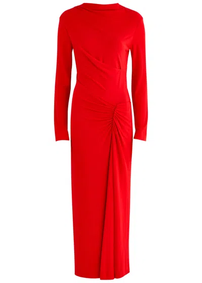 Jonathan Simkhai Ferrera Draped Jersey Midi Dress In Red