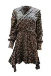 Simkhai Jonathan  Floral Print Dress In Black Silk In Grey