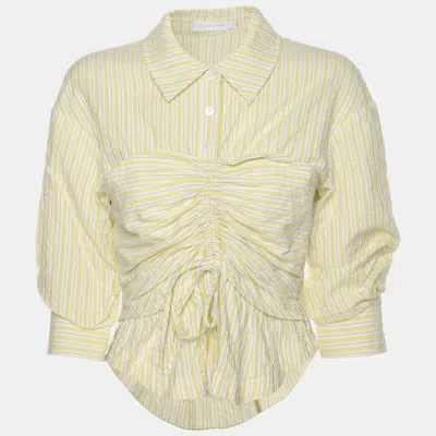 Pre-owned Jonathan Simkhai Green/white Striped Cotton Top Xs