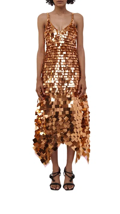 Jonathan Simkhai Indra Sequin Dress In Penny In Brown