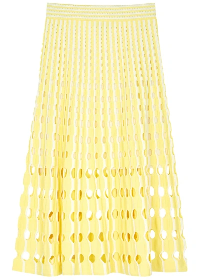 Jonathan Simkhai Jax Open-knit Midi Skirt In Yellow