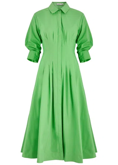 Jonathan Simkhai Jazz Cotton-blend Poplin Midi Shirt Dress In Bright Green