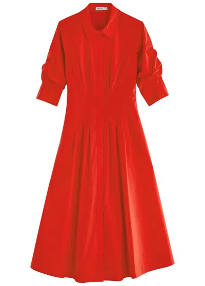 Jonathan Simkhai Jazz Cotton-blend Poplin Midi Shirt Dress In Red