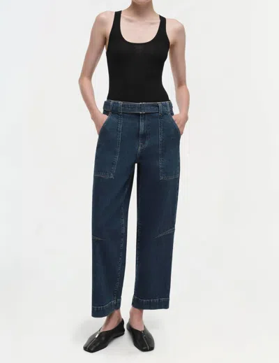 Jonathan Simkhai Jenny Belted Cropped Pant In Cielo In Multi