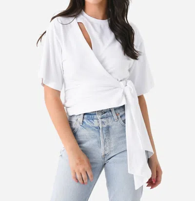 Jonathan Simkhai Joline Wrap Tie T-shirt In Optic White In Washed Black