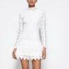 Simkhai Guipure Lace Long-sleeve Mini Dress In White
