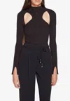 Jonathan Simkhai Keegan Knit Top With Cut-out Details In Black