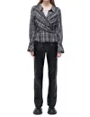 Simkhai Laney Long Sleeve Wrap Shirt In Black Plaid In Multi