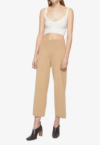 Jonathan Simkhai Lenore Cropped Knit Pants In Wool Blend In Beige