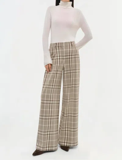 Jonathan Simkhai Leroy Wide Leg Pant In Sand Plaid