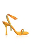 Simkhai Luxon Crystal-embellished Satin Sandals In Orange