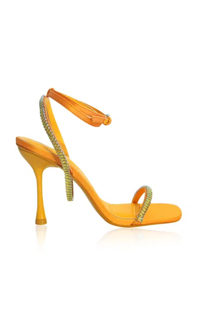 Jonathan Simkhai Luxon Crystal-embellished Satin Sandals In Orange