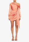Simkhai Mae Draped Mini Skirt In Satin In Coral