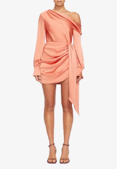 Jonathan Simkhai Mae Draped Mini Skirt In Satin In Coral