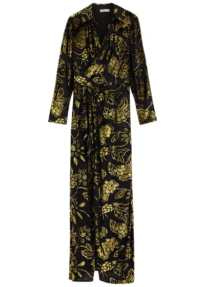 Jonathan Simkhai Marzia Velvet Devoré Maxi Dress In Gold