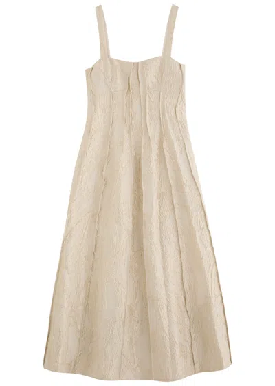 Jonathan Simkhai Maya Jacquard Cloque Midi Dress In Cream