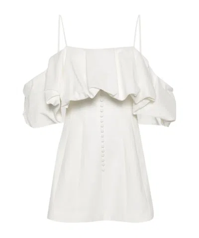 Simkhai Mini Dress With Bubble Sleeves In White