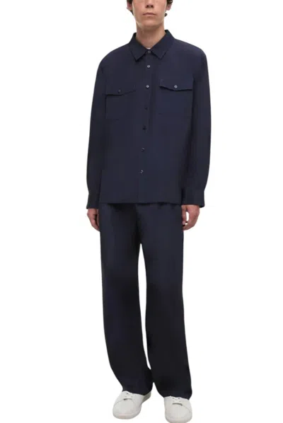 Jonathan Simkhai Niall Relaxed Fluid Shirt In Midnight In Multi