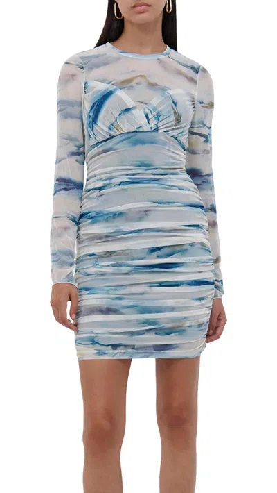 Jonathan Simkhai Nica Dress In Watercolor Print In Blue