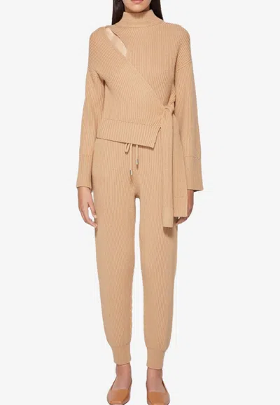 Jonathan Simkhai Nina Knit Joggers In Wool Blend In Beige