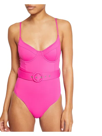 Jonathan Simkhai Noa Belted Womens Buckle Nylon One-piece Swimsuit In Pink