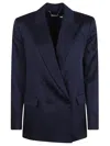 Shop Jonathan Simkhai Norah Double Breasted Blazer In Midnight