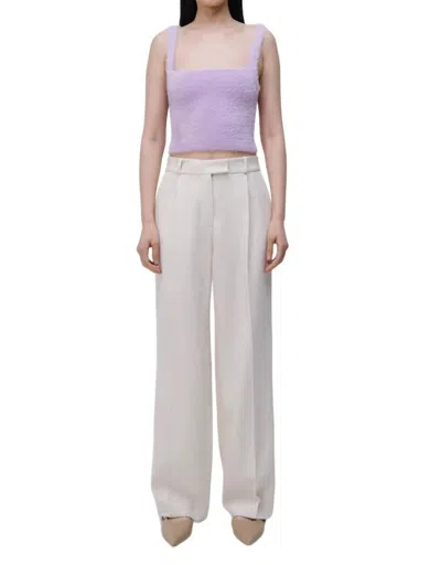 Jonathan Simkhai Novia Pleated Straight Leg Pant In Eggshell In Beige