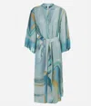 Simkhai Odelia Marble-print Button-front Shirtdress In Multi