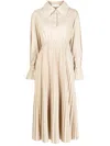 Simkhai Elka Pleated Poplin Midi Dress In Grey