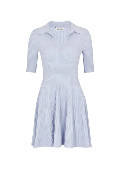 Jonathan Simkhai Patricia Ribbed-knit Mini Polo Dress In Light Blue
